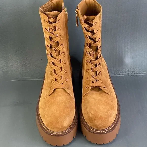 SAM EDELMAN EVINA FRONTIER BROWN Platform Combat boots women size 10 - Picture 3 of 10